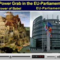 Europarlement in Straatsburg ontworpen naar 'de Toren van Babel' van Pieter Bruegel